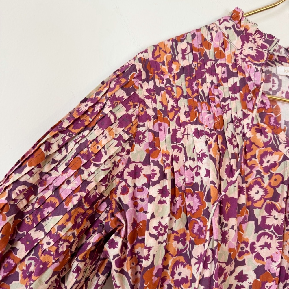 Love the Label Charisma Pink Floral Pleated Ruffle Boho Peasant Blouse S - Picture 2 of 9
